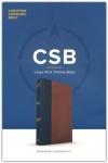 CSB Large Print Thinline Bible - LeatherTouch, Black / Brown